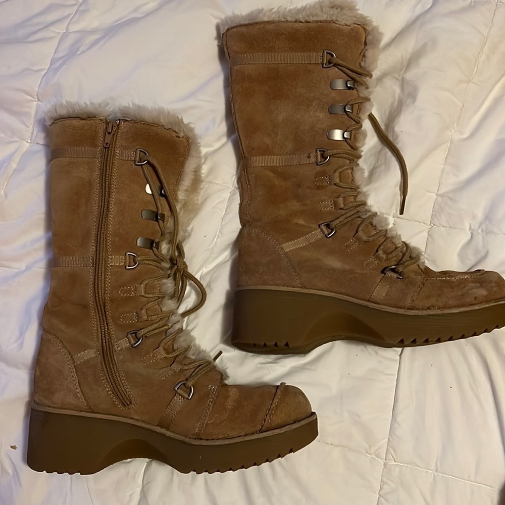 Report fur suede lace winter boots (8.5)